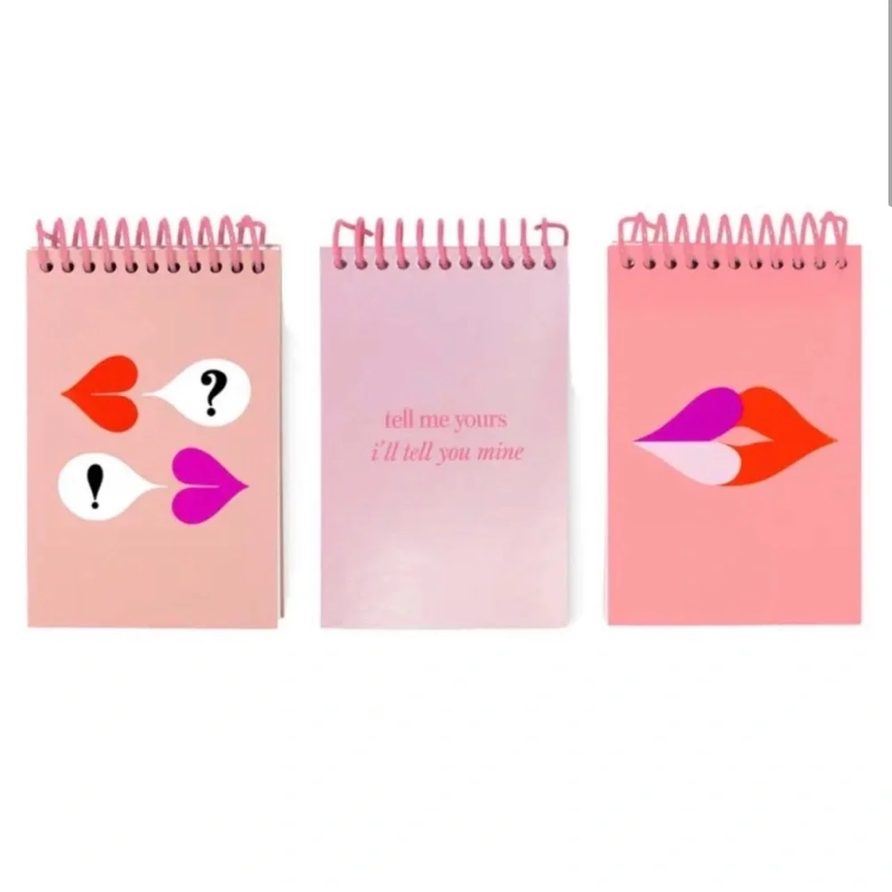 Kate Spade Heart Lips Spiral Notebook Set of 3 Super Cute, Pocket Size NEW NWT